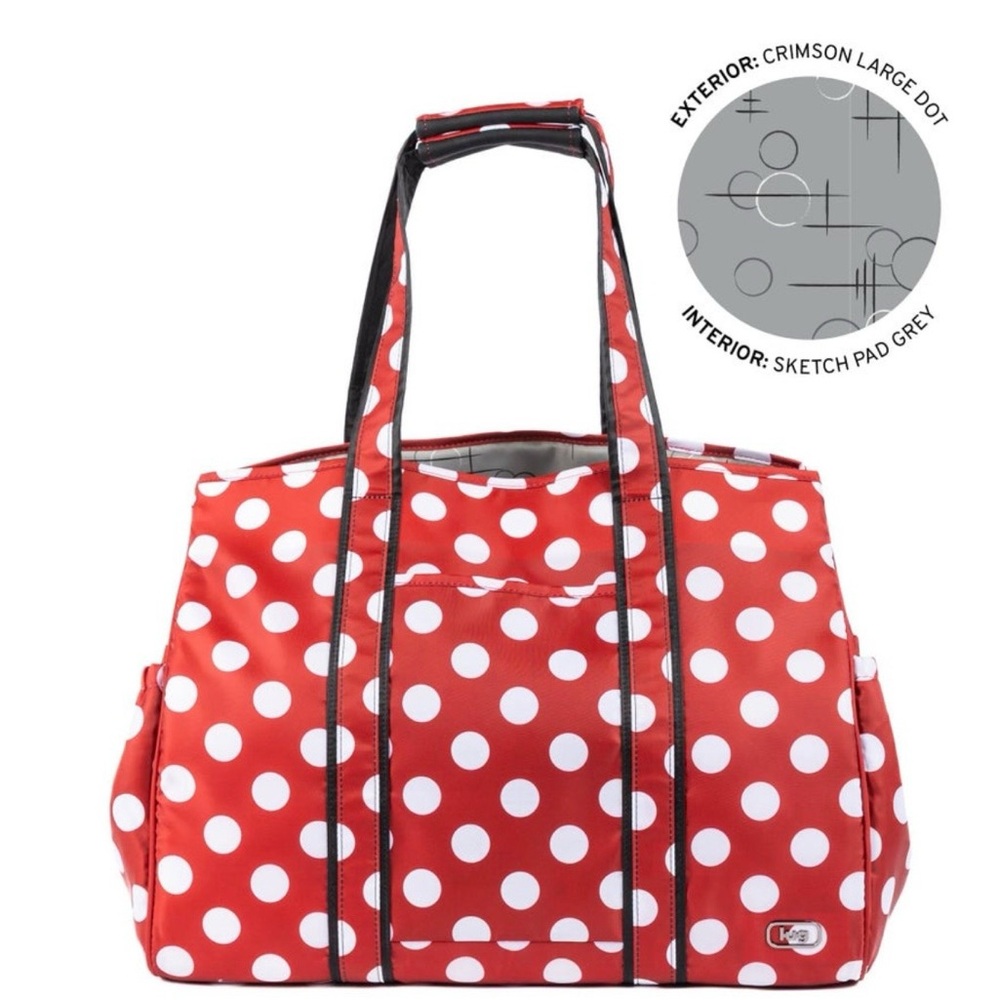 Lug Rover X-Large Carry All  Tote. NWT Crimson Large Dot